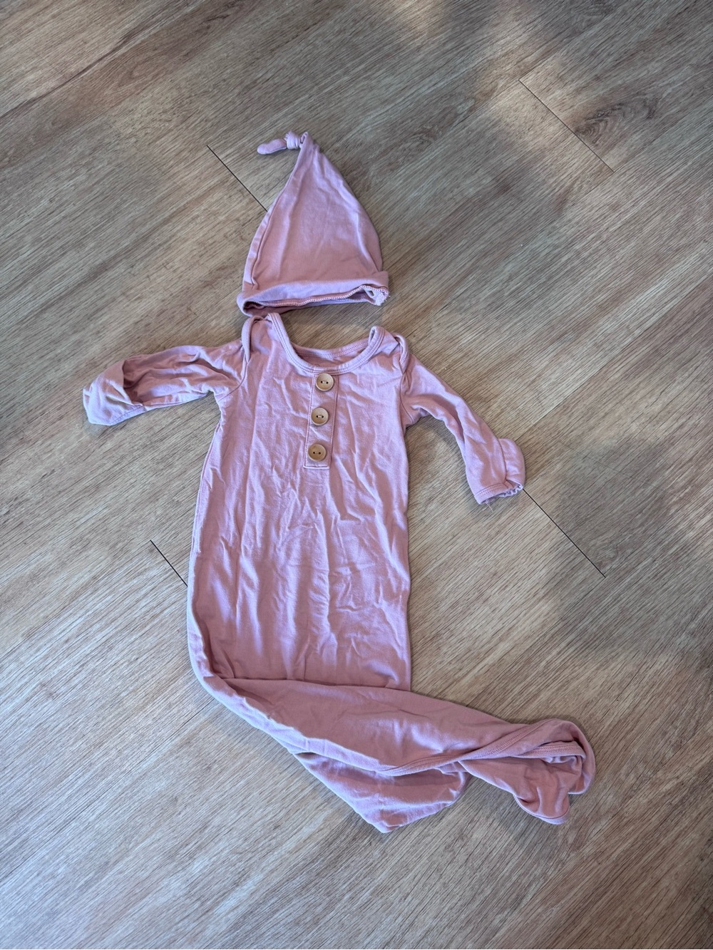 Caden Lane Pink Infant Gown with Knot Hat